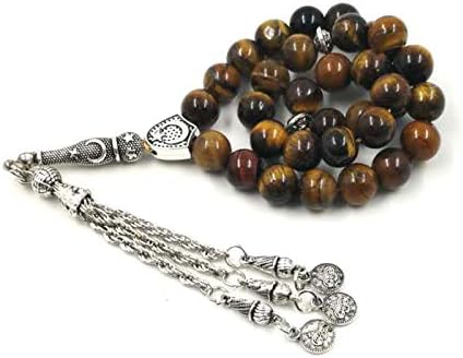 Miniatura 5 de ALBASHAN Man's Tabish Big Size 0.315 in 0.394 in 0.472 in 0.551 in Ojos de tigre Piedra natural misbaha Ojos de tigre cuentas de oración 33 66