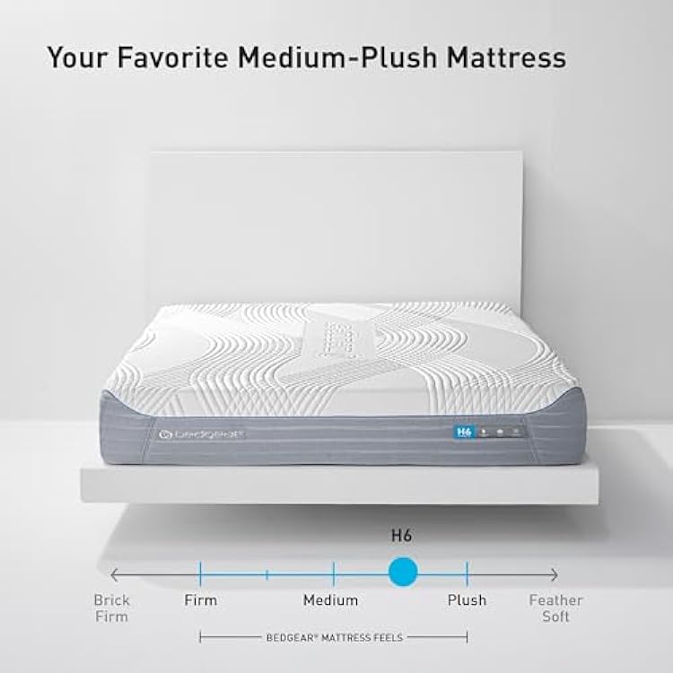 Bedgear H6 Performance Queen Mattress - Hybrid Memory Foam Mattress, Medium Plush - Adaptive React Foam for Comfort, Instant Cooling by Ver-Tex Technology