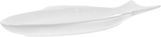 Ceramic Serving Platter Fish Shaped Plate 13-inch White Porcelain Creative Dinnerware for Home and Restaurant Seafood Presentation