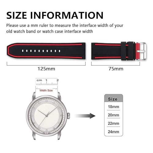 Bracelet montre caoutchouc 24mm étanche et bicolore doté d'une boucle argentée robuste - 5
