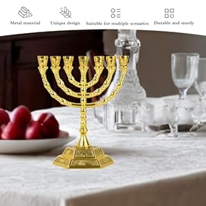 Hanukkah Menorah Candle Holder 7-Branch, Candle Stand Jerusalem Candlestick Centerpiece for Jewish Holiday Party Decor Golden, Home Decor Ornaments Table Centerpiece Display Hanukkah Menorah Candle Holder 7 Branch Candle Stand Jerusalem Candlestick Centerpiece for Jewish Holiday Party Decor Golden Home Decor Ornaments Table Centerpiece Display