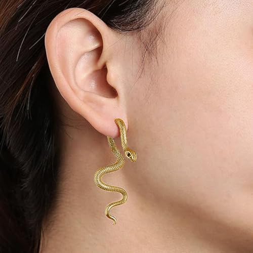 Retro Snake Earrings for Women-Vintage Goth Punk Snake Earrings，Gold Silver Snake Earrings Statement Long Snake Jewelry3