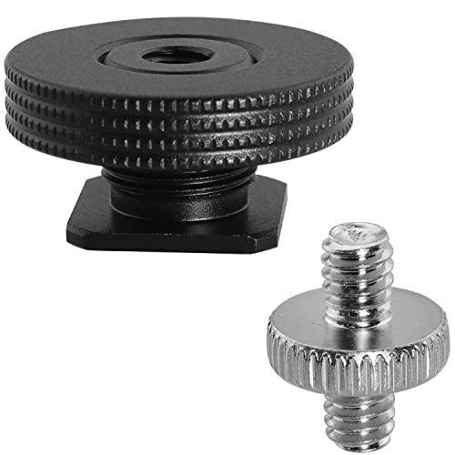 1/4' Female Thread to Hot Shoe Adapter LUORNG 2PCS Hot Shoe Mount Adapter with 1/4 to 1/4 inch Male...