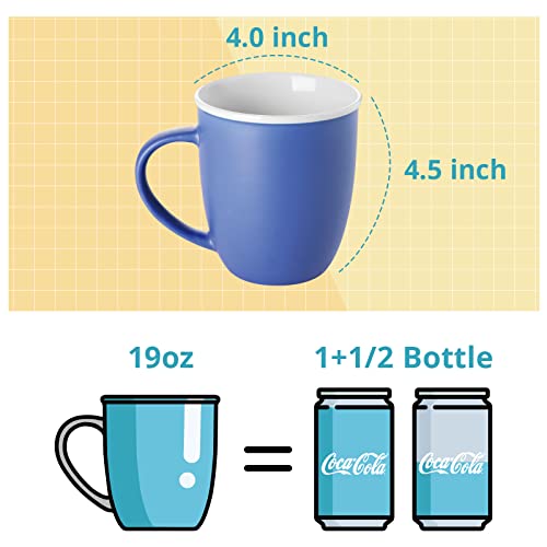 Lifver 18Oz Large Coffee Mugs Set Of 6, Assorted Colored Coffee Mugs With Handle, Matte Ceramic Large Mugs For Coffee, Tea, Cocoa, Christmas Thanksgiving Housewarming Party Gift, Multi Colors #TOP3