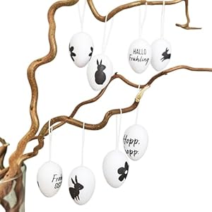 Papierdrachen 8 Ostereier Pappmaché Optik schwarz-weiß