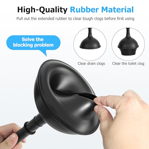 2 Pack 2 in 1 Toilet Brush and Plunger Set, Bathroom Cleaning, Black, by LQCHETOU - Used condition - Image 3