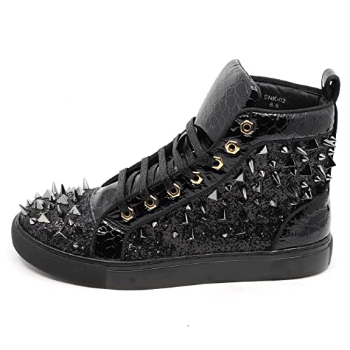 Men's High Top Sparkly Spike Flat Fashion Casual Sneakers Shoes SNK-022