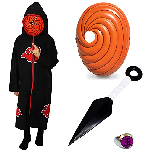 Kit Manto Akatsuki Máscara Anel Tobi (PP (1,20 a 1,40))