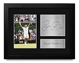 HWC Trading Roger Federer Framed Gift Signed Printed Autograph Tennis Print Photo Picture Display - US Letter Size