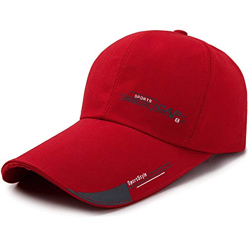 EZ-Joyce Unisex Long Brim Baseball Cap Cotton Adjustable Sun Hat Large Visor Anti-UV for Outdoor Sports, Red3, One size