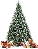 Gopnaty Árbol de Navidad（2.1M）, Árbol de Navidad Artificial, Bayas Rojas y Piñones, Efecto Nevado, Decoración Navideña para Interior y...
