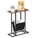 ZENY Small Narrow Side Table for Small Spaces, Slim End Table Magazine Table, Skinny Snack Couch Bedside Table, Nightstand with Storage Holder, Rustic Brown