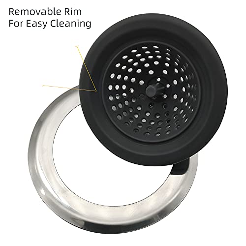 2Pcs Sink Strainers,Flexible Silicone And Stainless Steel Kitchen Sink Drainer Baskets，Large Wide Rim 4.5 Inch Diameter,Rust Free,Prevent Food Residues From Clogging #TOP3
