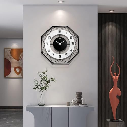 Image of Wall Clock Stylish Metal Analog Wall Clock for Living Room, Bedroom, Office, Kitchen, Home and Hall | Antique Fancy Big Size Modern Wall Watch (Black(ST-26), 50 CM)