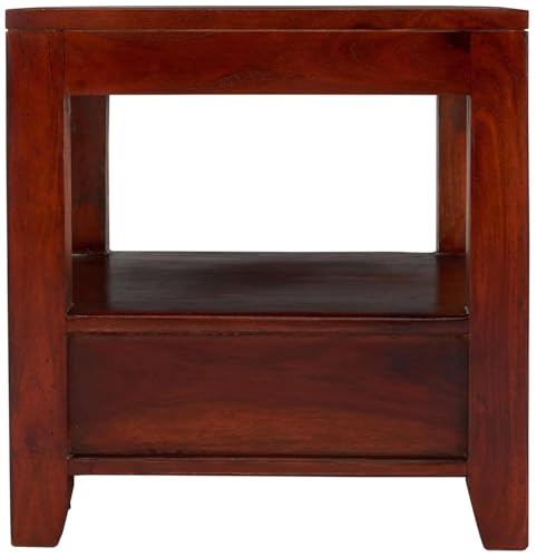 Image of Amazon Brand - Solimo Solid Sheesham Wood Anngin Bedside Table with 1 Drawer and Shelf for Home and Office (Honey Finish)