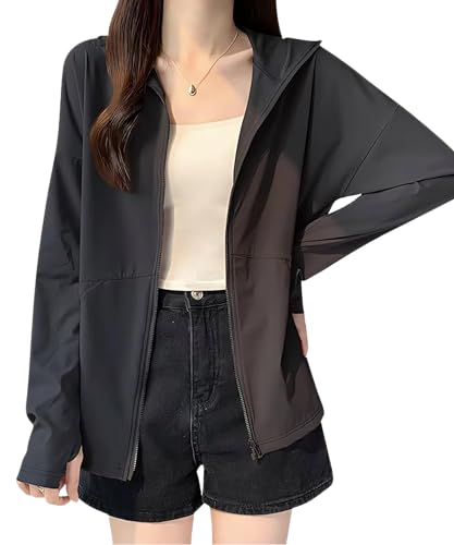 SHANLIANG レディースラッシュガードパーカー 3XL ブラック