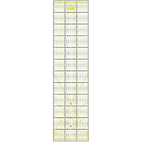 SEMPLIX Linijka patchworkowa, przezroczysta, ze skalą cm i funkcjami kątowymi, idealna do patchworku i majsterkowania, 60 x 15 cm (żółta)