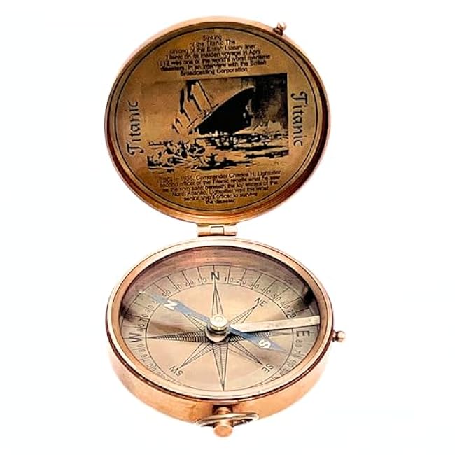 Collectibles Buy Authentic Antique Lid Titanic Compass Brass Finish Directional Magnetic Compass Vintage Nautical Sailor Article - Maritime Magnetic Gift