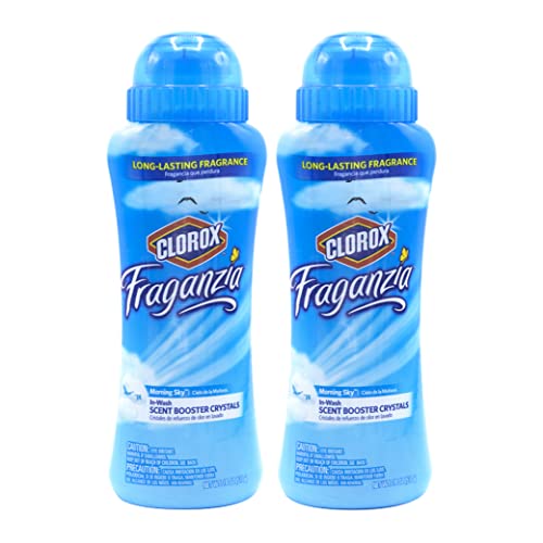 Image of Clorox Fraganzia Laundry Scent Booster Crystals, In-Wash Fragrance Beads for Fresh-Smelling Clothes & Linens, Safe for All Fabrics & Colors, Easy-Pour Bottle, Morning Sky Scent, 18 Oz, 2 Pack