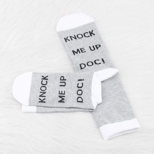 JXGZSO 2 Pairs Lucky Transfer Socks IVF Gift Funny Socks Knock Me Up Doc Socks Ivf Egg Transfer Gift4