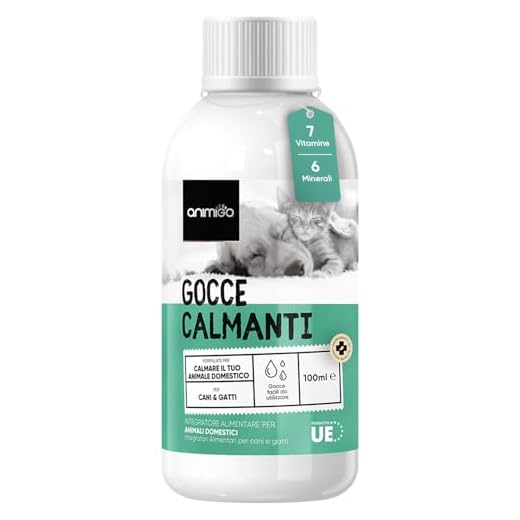 Animigo Gocce Calmanti per Cani e Gatti - Integratore Liquido Naturale Calmante, Rilassante e Lenitivo - con Aminoacidi, Vitamine e Minerali - Sicuro, Non Causa Sonnolenza - 100ml Liquido
