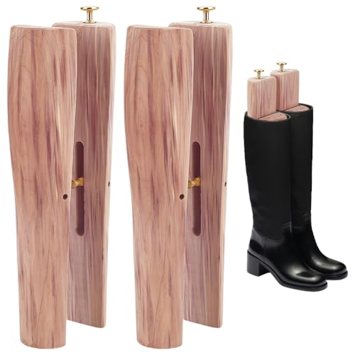 OLYCRAFT 1 Pair Cedar Boot Tree Shaft Shaper Cedar Wood Boot Tree Shaft Shaper Adjustable Boot Stretcher Calf Unisex Wooden Boot Inserts Tall Boot Inserts Shape Holders for Cowboy Riding Fashion Boots