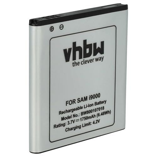 vhbw Batería Compatible con Samsung Galaxy GT I9008, GT I9003, GT I9088, GT I9010, GT i9000M móvil, Smartphone (1750 mAh, 3,7 V, Li Ion)