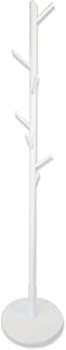 MERISH Wooden Coat Rack, Free Standing Coat Stand with 8 Hooks and 3 Height Options, Sturdy Kids Coat Tree Easy to Assemble, for Entryway Home Office Jackets Hat Purse Natural YD-1010 (White)