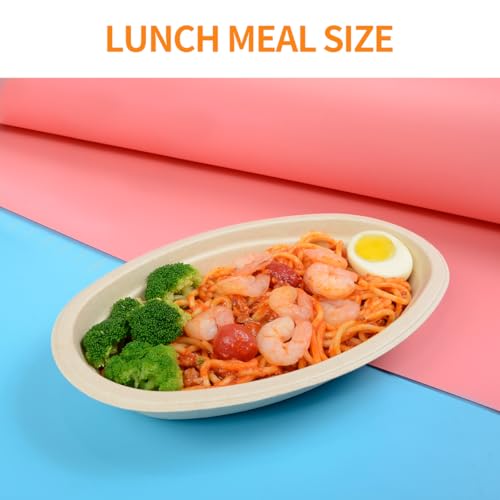 Celel 100 Pack 28 oz Oval Paper Bowls, Microwavable Disposable Oval Bowls Serving Nacho, Burrito, Salad, Baked Potato, Chips and Cheese - Thumbnail 6