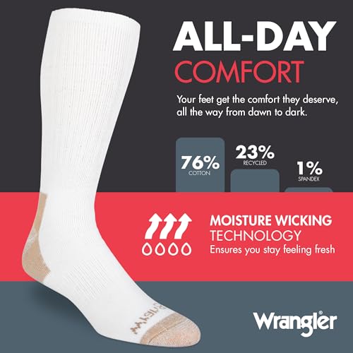 Wrangler - 365 Men's Crew Socks - Full Cushion Socks for All-Day Comfort - Fits Sizes 6-123