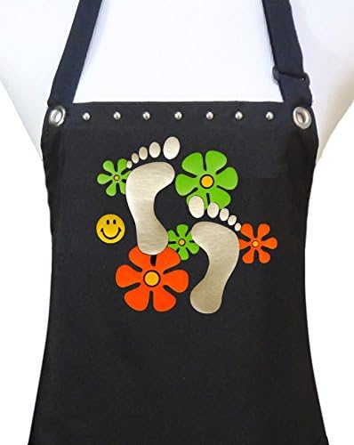 Trendy Salon Aprons Manicure Pedicure Nail Tech Apron, Groovy Retro 70's Feet