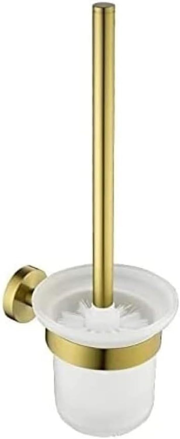 NOLLAM Gold Toilet Brush & Holder, Wall Mounted, Stainless Steel, Space-Saving Bathroom Accessory