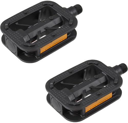 cyclingcolors Pair of Children's City Mountain Bike Pedals Black with Orange Reflector Anti Slip