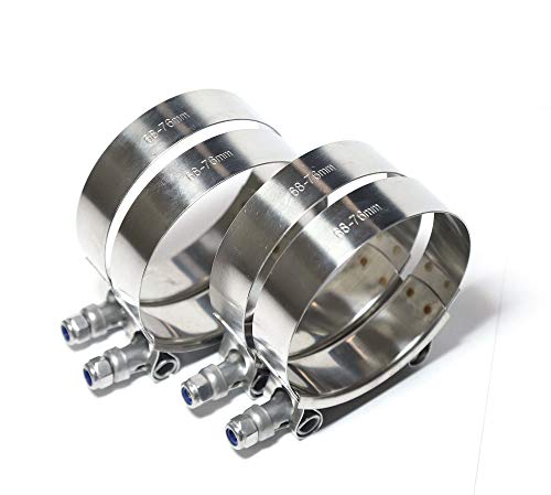 TenkeAuto Abrazadera universal en T de 68 mm a 76 mm de acero inoxidable 304 de alta PSI/turbo/intercooler para manguera de identificación (68 mm-76 mm, 4 unidades)
