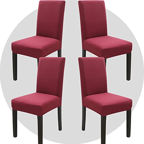 NDMMSO Dining Room Chair Covers Set of 4 Super Fit Stretch Removable Washable Dining Chair Protector Cover Seat Slipcover for Hotel Dining Room