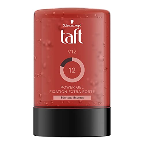 Schwarzkopf - Taft - Gel Cheveux - V12 Power Gel - Fixation Forte - Longue Durée - Tenue 24h - Coiffant Cheveux - Flacon 300 ml