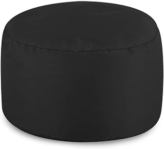 Bean Bag Bazaar Round Indoor Outdoor Footstool - 38cm x 20cm - Water Resistant Pouffe
