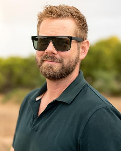 Image of GLINDAR Oversized Square Polarized Sunglasses for Men Women, One Piece Shield Shades UV400 Protection