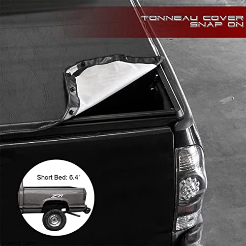 R&L Racing 6.5 Ft Soft Snap-On Tonneau Cover Compatible With 1988-1993 Chevy/Gmc C10 C/K Stepside | All Weather Protection Heavy Duty Snap-On Vinyl Black Truck Bed Cover #TOP1