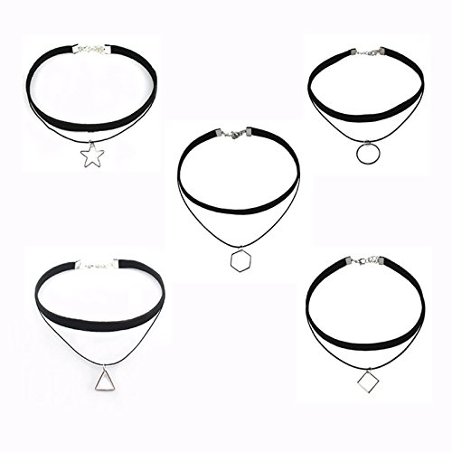 Conjunto de colar feminino de veludo com camada dupla e gargantilha com pingente BESTOYARD 6 peças