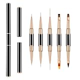 5Pcs Nail Art Bushes Set Double-Ended Professional Gel Polish Nail Art Design Painting Tools Nail Art Liner Brush (5/7/9/11/15/20mm) for Nails Detail, Long Lines, Ombre, Drawing(Black)