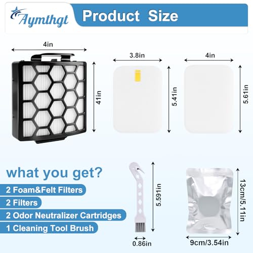 Image of ZU102 ZU100 Replacement Filter & Odor Neutralizer Cartridges Set | For Shark ZU100 ZU102 Rotator Pet Upright Vacuum, 2 Filters + 2 Foam & Filters + 2 Odor Cartridges + 1 Cleaning Brush