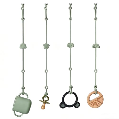 Image of Andy Bear Toy Straps for Baby Toy Safety Straps Silicone High Chair Toys Straps Toddler Bottle Straps for Strollers, High Chair, Cribs, Car Seat, Stroller Accessories, Baby Pacifier Clip-Sage