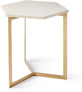 Xyanzi Tavolini Tavolino con Staffa in Metallo, Tavolino Piccolo Dorato, Comodino Esagonale per Camera da Letto, Credenza Divano in Marmo, Tavolo Portaoggetti Sala Studio