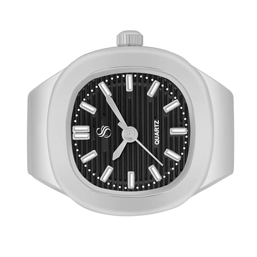 Image of Shocknshop Analog Fashion Stainless Steel Square Silver Ladies Ring Watch for Women -W165