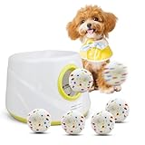 ZAPELL Automatic Dog Ball Launcher with 6 ETPU Balls, White, Adjustable Distance 20-45ft, USB Rechargeable, Interactive Pet Toys (Yellow)