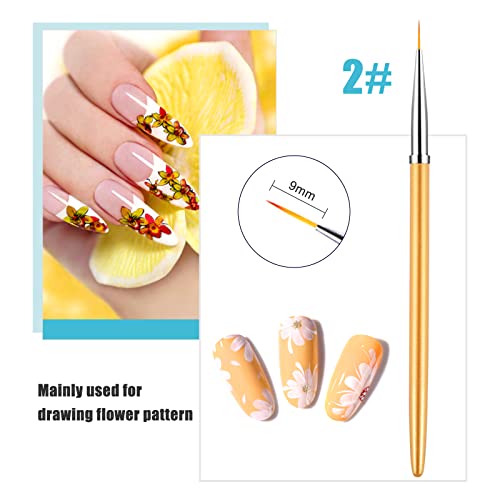 Sularpek 3Pcs Nail Art Liner Brushes, Uv Gel Painting Acrylic Nail Brushes For Short Strokes, Details, Blending, Elongated Lines(7/9/11Mm) #TOP4