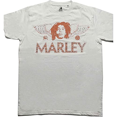 Bob Marley T Shirt Diamante Wings Logo Official Unisex White L