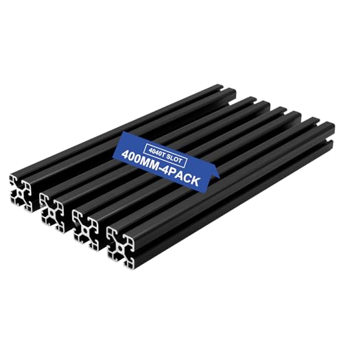 Seekliny 4Pack 4040 T Slot Aluminum Extrusion 400mm Black Extruded Aluminum Profile 40x40 T-Slotted Framing European Standard Anodized Linear Rail for 3D Printer Accessories Parts