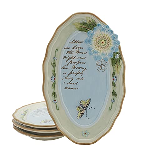 Fitz & Floyd Fitz and Floyd Toulouse Appetizer Small Platters, Set of 4, 10.5-Inch, Blue